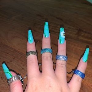 NEW W TAGS EDDIE BORGO BLUE OMBRÉ FIVE FINGER RING